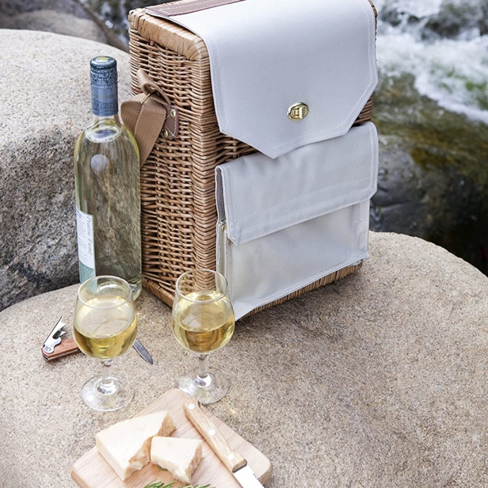 NWT PICNIC TIME Wine & Cheese Picnic Basket